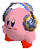 Kirby wearing headphones and swaying